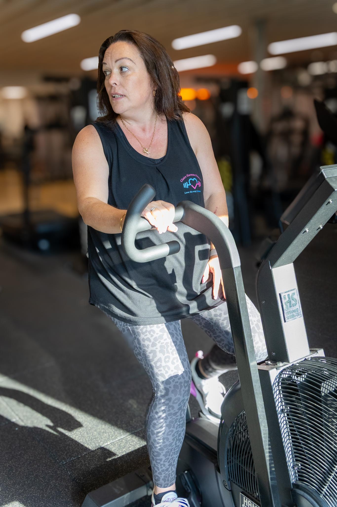 Claire training in the gym